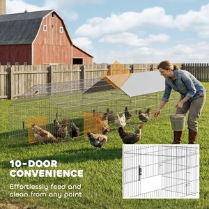 Grande Pollaio Esterno Tipo H con 10 Porte, Copertura Impermeabile Anti-UV per 7-9 Galline - Product Image 4