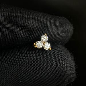 Modern Trinity Lab Grown Diamond <b>Piercing</b> Stud In 14K <b>Gold</b> For <b>Tragus</b> Helix Conch And Rook - Product Image 6