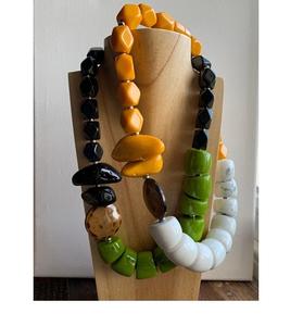 สร้อยคอยาวประดับลูกปัดเรซิ่นหลากสีสไตล์วินเทจสวยงามจากอินเดีย สร้อยคอทำมือสำหรับผู้หญิงและเด็กผู้หญิง - Product Image 5