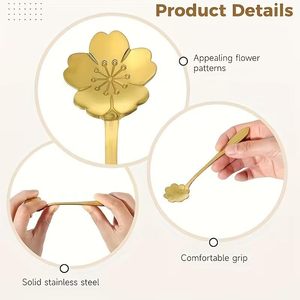Decorative tea <b>spoons</b> Vintage style <b>spoons</b> Korean style <b>coffee</b> <b>spoon</b> Floral handle <b>spoon</b> Heart shape <b>spoon</b> Long handle - Product Image 6