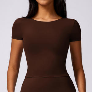 Camiseta Corta para Mujer, 180 g/m², Cuello Redondo, Corte Ajustado, Logotipo Personalizado, Impresión Serigrafiada, Ropa Urbana, Top de Punto para Mujer - Product Image 1