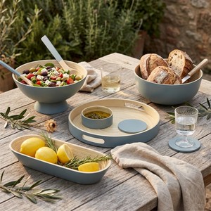 Spun Bamboo Serving Bowl Set with <b>Tray</b> and Utensil Kitchenware Bamboo Salad Servers Food Fruit Dining Table made in Vietnam - Product Image 6