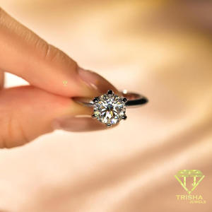 Beautiful 925 Sterling Silver With VVS Moissanite Diamond <b>Ring</b> With <b>Large</b> Round Center Stone And Timeless Design - Product Image 4