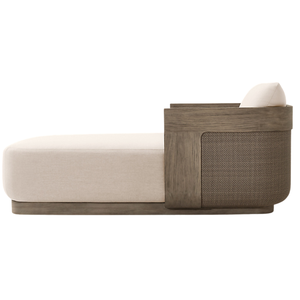 Vente flash : Lit de jour d'extérieur Emma Luxury en teck courbé, minimaliste, avec panneaux tressés et coussin épais, idéal pour le bord de piscine ou la plage - Product Image 3