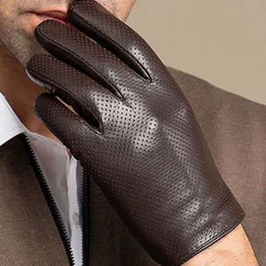 Gants de cyclisme en cuir jaune respirants avec doublure thermique en microfibre, longueur poignet, pour le voyage, le sport, printemps-été - Product Image 4