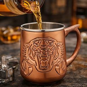 Mug en cuivre à double paroi de grande capacité, fabriqué à la main par Breden, pour cocktail Moscow Mule, avec poignée, vaisselle de bar de luxe haut de gamme - Product Image 4