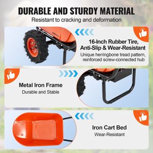 Carriola Elettrica 500W con Capacità 7 Cu. Carrello da Giardino Ribaltabile con Capacità di 255 Kg, Manico in Metallo, Veicolo Utilitario - Product Image 4