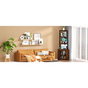 Scaffale angolare da 65 pollici con ante, libreria a 6 livelli e portabicchieri da vino, scaffale angolare autoportante per soggiorno - Product Image 4