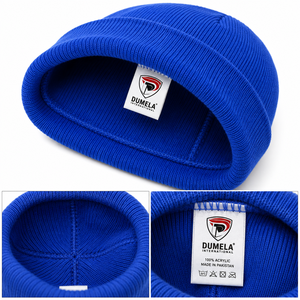 Unisex <b>Blue</b> Knit <b>Beanie</b> Hat 100% Acrylic Cuffed Solid Color Casual Winter Warm Cap for Adults 56-58CM Head Circumference - Product Image 2