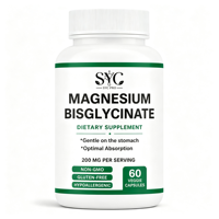 SYC BIO Bisglycinate de magnésium 200 mg par portion 60 capsules végétales Sans gluten Complément alimentaire Marque privée OEM ODM