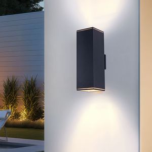 Lampada da Parete Moderna per Esterni Mirrea a 2 Luci, Tubo Rettangolare in Alluminio con Copertura in Vetro Temperato, Impermeabile per Portico e Patio - Product Image 2