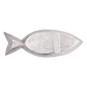 Plateau de service décoratif en forme de poisson argenté, plateau en métal design en forme de poisson pour les collations, les fruits secs, la décoration de table - Product Image 1