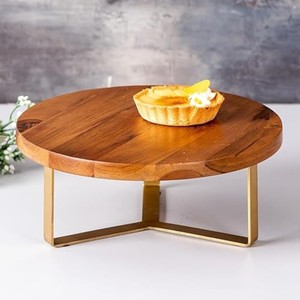Support à gâteau en teck de qualité supérieure, vente en gros |   Présentoir artisanal en noyer foncé - Product Image 2