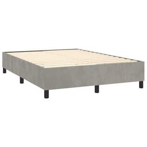 Base de Cama Queen Tapizada en Terciopelo Gris Claro con Madera Contrachapada - Product Image 4