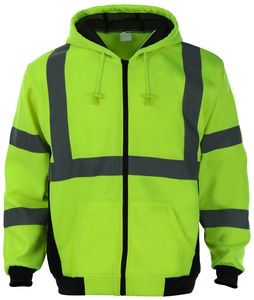 Men's Breathable Hi Vis Viz Reflective Visibility <b>Fleece</b> Jacket Coat Zip up Hoodies with Customized Logo for Safety <b>Work</b> Wear - Product Image 1