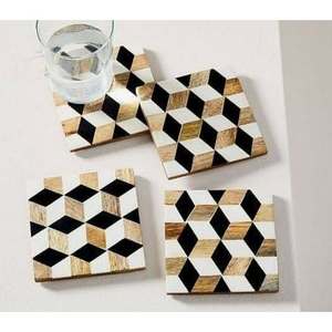 Posavasos de Madera de Acacia Premium, Posavasos de Resina para Servir Té, Café y Bebidas, Diseño Moderno, Protector de Mesa - Product Image 1