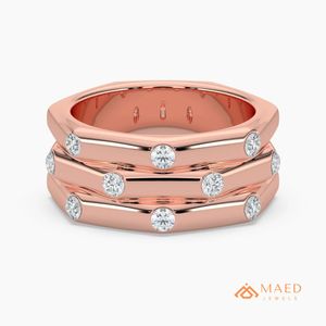 Anillo de Moissanita Redondo con Cinco Piedras, Banda Abierta, Oro Rosa, Joyería Fina, Anillo de Boda para Mujer, Brooklyn Luxury Premium Elite Finis - Product Image 1