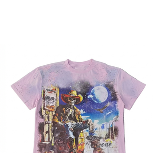 Camiseta personalizada de color rosa, lavada, de corte regular, cuello redondo, 100% algodón, suave, transpirable, de manga corta, estampada, para uso unisex. - Product Image 3