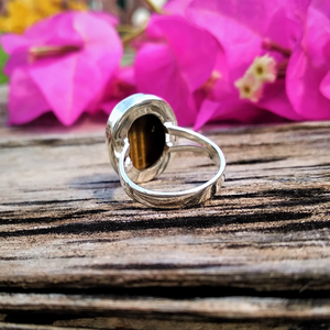 Natural <b>Tiger</b> <b>Eye</b> Stone <b>Ring</b> Handmade 925 Silver Gemstone Jewelry <b>Ring</b> For Her/Him - Product Image 4