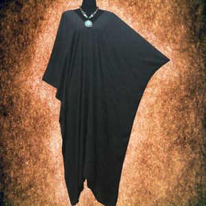 <b>Plus</b> <b>Size</b> Hand Dyed Rayon Kaftan Dress Solid Dark Gray Relaxed Fit Lounge Gown - Product Image 3