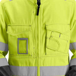 Custom Made Safety Jacket Reflective Stripes Bright Full Zip Front Utility Pockets Roadway <b>Construction</b> Safety Gear - Product Image 3