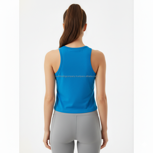 Private Label 100% Cotton Women's Short Sleeveless Crop Tank <b>Top</b> Custom Brand Logo Front Breathable Anti-Pilling Wholesale - Product Image 5