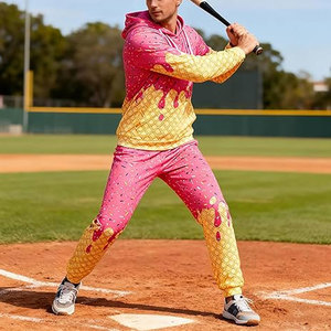 ชุดเซ็ตฮู้ดดี้ไอศกรีมสำหรับผู้ชายและวัยรุ่น 2 ชิ้น เสื้อฮู้ดลำลองและกางเกงจ็อกเกอร์ ชุดสตรีทแวร์ - Product Image 3