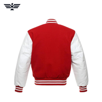 Veste de baseball en cuir PU coupe-vent pour homme, rouge et blanc, col rond, fermeture éclair, streetwear, hiver