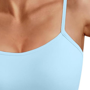 LAMA INDUSTRIES Women's Light Blue Knitted <b>Spaghetti</b> <b>Strap</b> CAMIS Scoop Neck Vintage Casual Solid Color Breathable 100% Cotton - Product Image 2