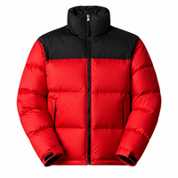 Veste matelassée rouge et noire personnalisée pour homme, veste d'hiver chaude à capuche, 100% haute qualité, mode outdoor, légère, isolée, avec fermeture éclair