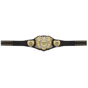 Cinturón de Campeonato con Logotipo Personalizado, Diseño en Cuero Negro y Dorado con Placas con Logotipo Personalizado, Cinturón de Lucha Libre de Primera Calidad para Fanáticos - Product Image 1