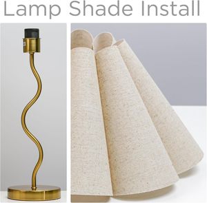 Minimalist <b>Bedside</b> Nightstand Lamp <b>with</b> Umbrella Style Fabric Shade Small <b>Table</b> Lamp for Home Office Lighting - Product Image 6