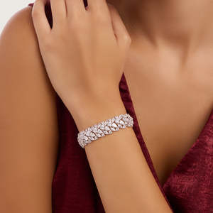Pulsera de Plata de Ley con Diamantes de Laboratorio Vala Brothers BR-16, 15 Quilates, Corte Pera y Marquesa, Color DEF, Claridad VVS VS, 20 Gramos, Venta al Por Mayor - Product Image 3