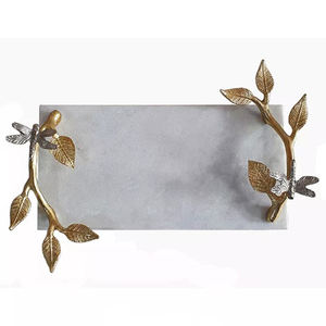 Plateau décoratif rond en acier, finition or antique, très demandé, meilleur prix, accessoire de cuisine et d'intérieur - Product Image 4