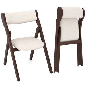 Set of 2 Comfortable Dining <b>Chairs</b> <b>Padded</b> Backrest and Seat Folding Design - Product Image 1