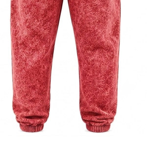 Conjunto Deportivo para Hombre, Rojo, Lavado Ácido, 100% Algodón, 480 gsm, Alta Calidad, con Pedrería, Pantalones Largos con Cordón Ajustable, Ropa Casual - Product Image 6