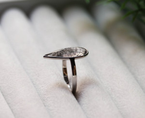 Natural Black Rutile <b>Quartz</b> Teardrop Pear-Cut Statement 925 Silver <b>Ring</b> Minimalist Statement Jewelry For Daily Wear - Product Image 3