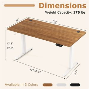 Walnut Desktop White Frame 55\" <b>Electric</b> Standing <b>Desk</b> with Dual Motors 3 Memory Settings Sit Stand <b>Desk</b> for Home Office - Product Image 4