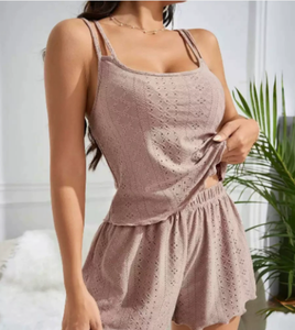 Conjunto de Salón de Punto Floral de Satén Negro para Mujer, Top sin Mangas con Pantalones Cortos de Cintura Elástica, Transpirable, para Verano e Invierno - Product Image 6