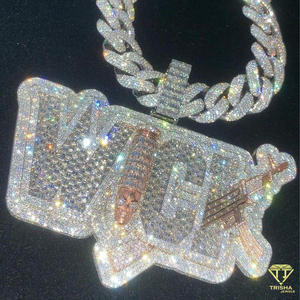 Custom Nameplate Pendant Lab Grown Diamond Hip Hop Necklace <b>Iced</b> <b>Out</b> Bling <b>Chain</b> Luxury Rapper Jewelry - Product Image 3