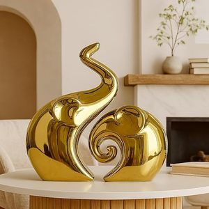 Golden Abstract Set Contemporary Glossy Irregular Shape Decorative Art Piece for Table Tops - Product Image 1