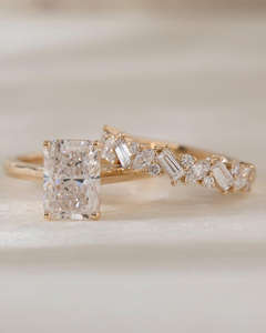 Anillo Radiante con Diamantes Cultivados en Laboratorio, Oro Amarillo Sólido de 10kt/14kt/18kt, Anillo de Compromiso, Regalo de Cumpleaños y Anillo de Boda para Mujer - Product Image 1