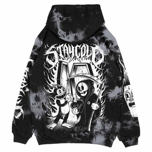 Sudadera con Capucha Personalizada con Estampado Gráfico Gótico Tie Dye, Diseño de Calavera de Dibujos Animados, Estilo Urbano, Oversize, 100% Algodón Felpa, Sudadera Moderna - Product Image 2