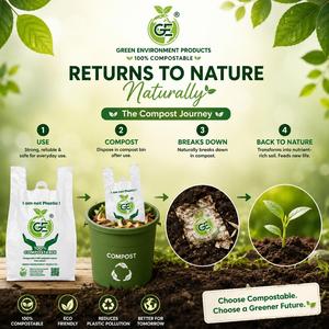 Bolsas de Compra Ecológicas 100% Compostables Sin Plástico, Bolsas de Transporte con Corte en W, Bolsas de Embalaje Biodegradables para Comercio Minorista, Bolsas de Almacenamiento Sin Plástico - Product Image 3