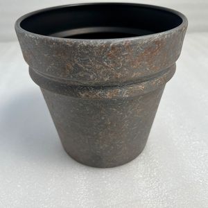 Maceta Redonda de Hierro con Acabado Plateado Desgastado y Aspecto Elegante para Decoración de Jardín, Balcón, Interiores y Estilo del Hogar - Product Image 1