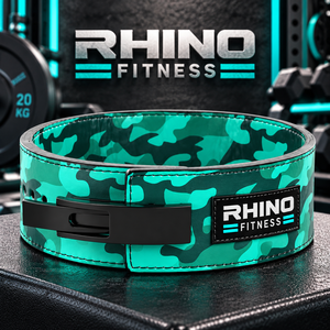 Rhino Fitness Camouflage Teal Neoprene Professional Protection Wrap-around Adjustable Weightlifting Belt with <b>Waist</b> Support - Product Image 1
