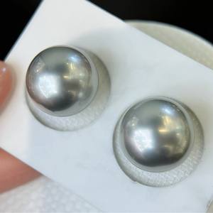 Pendientes de Perlas Negras Redondas de 10-11 mm, Chapados en Oro y Plata S925, con Caja de Regalo, Diseño Elegante, Venta al Por Mayor del Fabricante - Product Image 2