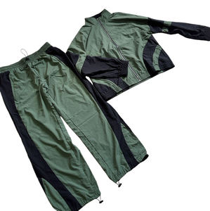 Custom Mens Oversized Nylon Tracksuit Bottoms Y2K Streetwear Wide Leg Baggy Windbreaker Side Stripe Pants with <b>Toggle</b> Hem Ankle - Product Image 3