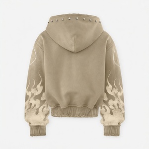 Glory Custom Washed High Quality Printing Zip Up Hoodie 100% Cotton Soft Breathable Fabric For Unisex Street Wear - Product Image 2