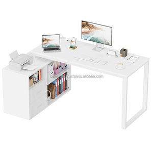 Modern Rectangle <strong>L-Shaped</strong> <strong>Office</strong> Desk with Stylish Metal Base Industrial Design <strong>Furniture</strong> - Product Image 2